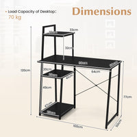 Computer Desk Study Writing Desk Workstation w/ Bookshelf Host Stand Home Office