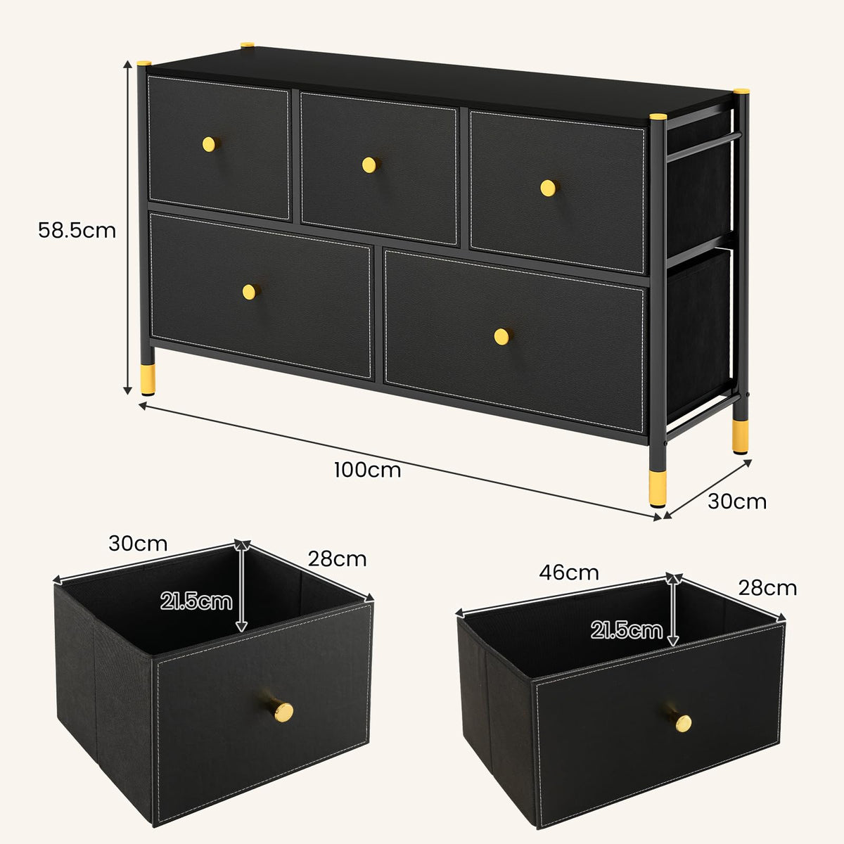 Giantex Dresser with 5 Drawers, Fabric Dresser Tower
