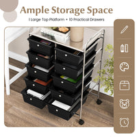 Giantex 10-Drawer Storage Cart w/Universal Wheels, Rolling Cart w/Handles, Mobile Organizer Unit w/Removable Drawers