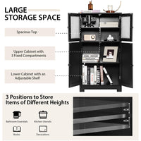Bathroom Storage Cabinet, Kitchen Pantry Cabinet w/Tempered Glass Doors & Adjustable Shelf