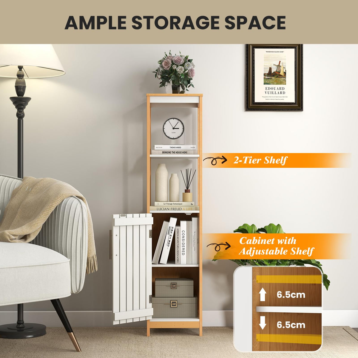 Giantex Bathroom Floor Cabinet, Narrow Freestanding Storage Cabinet with Door