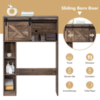 Giantex Over The Toilet Storage Cabinet, Freestanding Bathroom Organizer with Sliding Barn Door & Storage Shelves