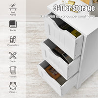 Giantex Bathroom Floor Cabinet, Side Storage Organizer Cabinet with 3 Drawers, Anti-Toppling Kit, White
