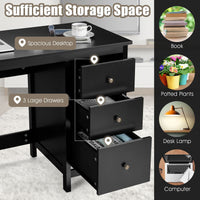 Giantex 3-Drawer Computer Desk, Multipurpose Study Desk w/Spacious Desktop