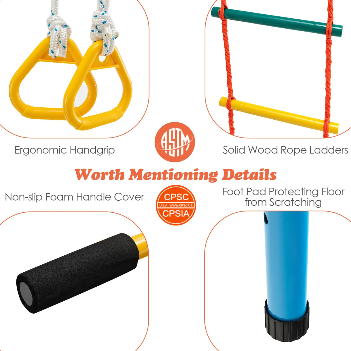 7-in-1 Steel Home Playground with Monkey Bars, Rope Wall, Wall Ladder, Pull-up Bar, Rope Ladder