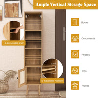 Natural Rattan Storage Cabinet Freestanding Cabinet 137cm Bookcase Display Rack