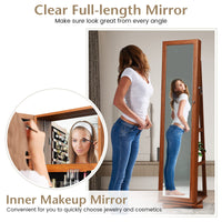 Giantex 360 Rotating Mirrored Jewelry Cabinet, Free Standing Jewelry Armoire, Full Length Mirror