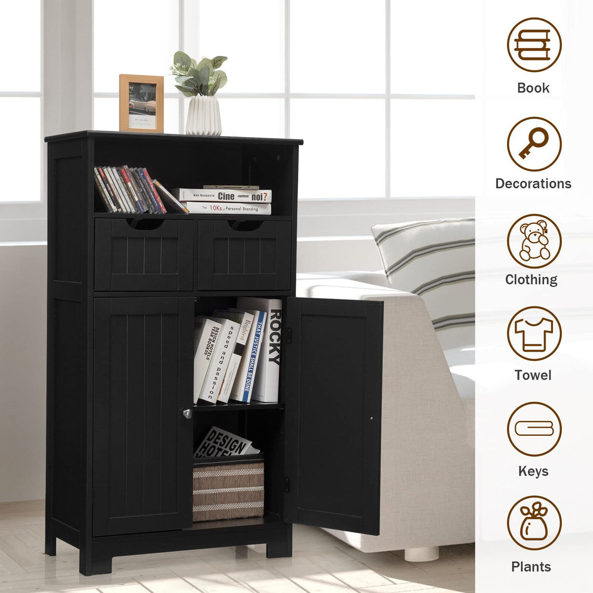 Giantex Bathroom Floor Cabinet, Storage Cabinet, Standing Cupboard for Kitchen