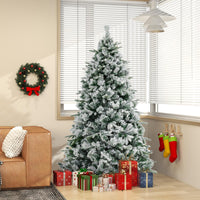 186 Christmas Tree with Pine Needles, Flocked Xmas Tree with 250 Warm White LED Lights & 752 Mixed Branch Tips
