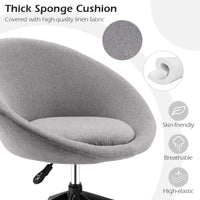 Giantex Modern Swivel Accent Chair, Round Back Desk Chair, Height Adjustable Home Office Chair