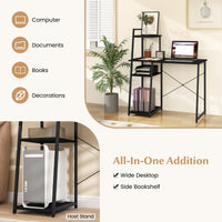 Computer Desk Study Writing Desk Workstation w/ Bookshelf Host Stand Home Office