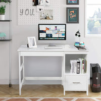 Computer Desk, Wooden Writing Table, Modern Home Office Desk with Footrest