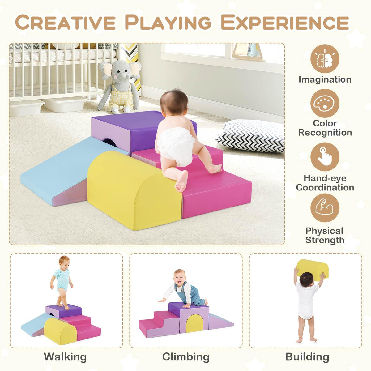 Kids Climb and Crawl Foam Block Play Set - GiantexAU