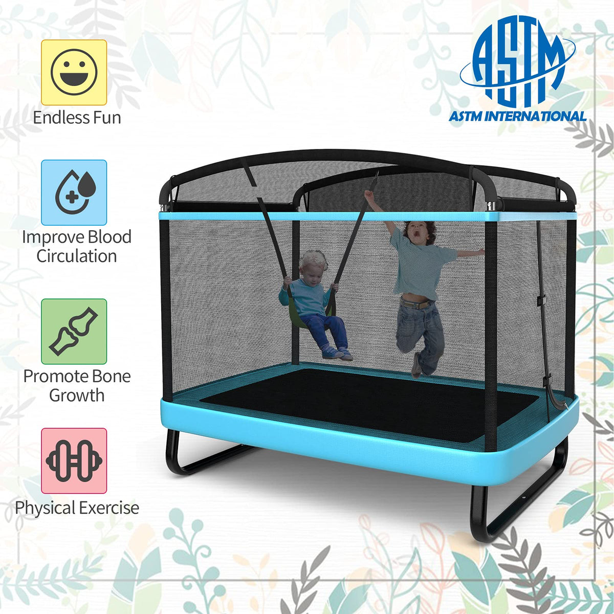 6FT Kids Recreational Trampoline, 2-in-1 Outdoor Toddler Trampoline