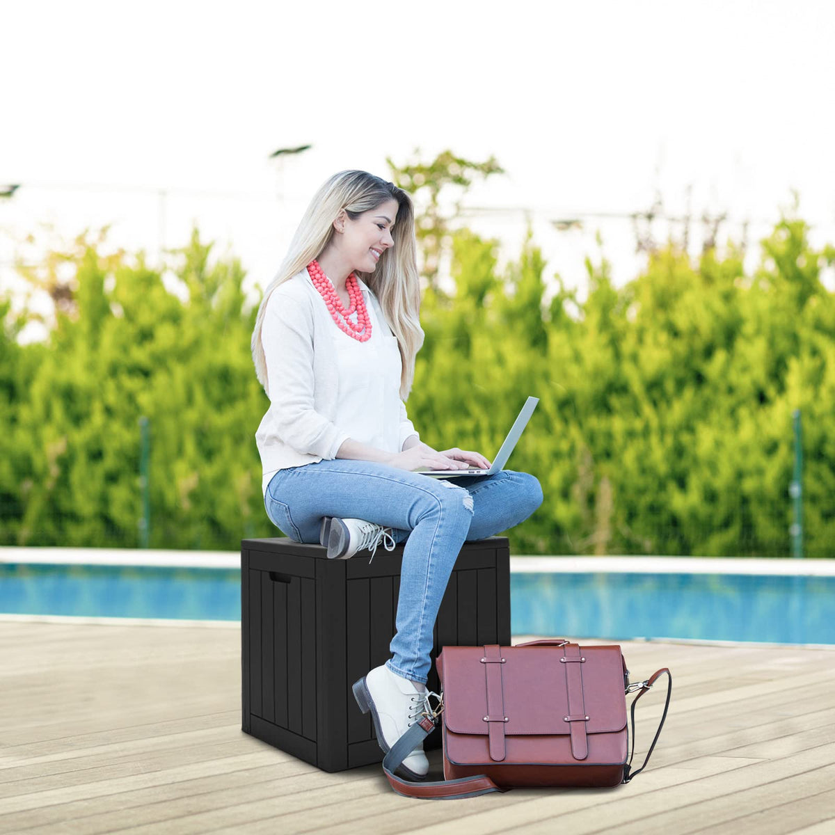 Deck Box, 118L Outdoor Storage Box for Patio Tools, Cushions, Garden Supplies