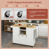 Rolling Kitchen Island Cart, Large Kitchen Island w/Drop-Leaf Countertop & 4 Rotatable Casters