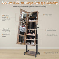 Giantex Adjustable Standing Jewelry Cabinet, Lockable Jewelry Armoire Organizer