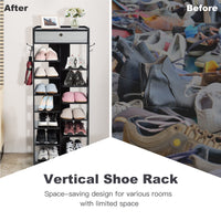 Giantex 13-Tier Wooden Shoe Rack, Narrow Double Rows Shoe Shelf, Space Saving Vertical Shoe Storage Organizer