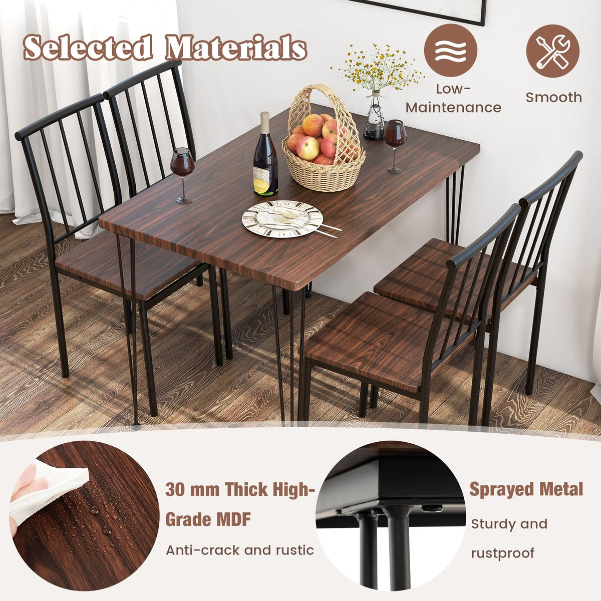 Giantex 5-Piece Dining Table Set for Small Space for Home Restaurant