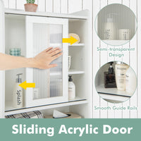 Giantex Over The Toilet Storage Cabinet, Bathroom Space Saver with Sliding Acrylic Door & Metal Frame