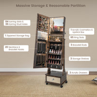 Giantex Standing Jewelry Armoire, Lockable Movable Jewelry Organizer