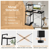 Computer Desk Study Writing Desk Workstation w/ Bookshelf Host Stand Home Office