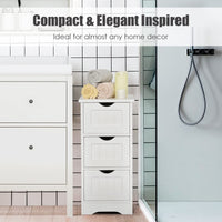 Giantex Bathroom Floor Cabinet, Side Storage Organizer Cabinet with 3 Drawers, Anti-Toppling Kit, White