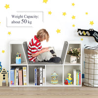 Giantex 6-Cubby Kids Bookcase with Cushioned Reading Nook and Mat