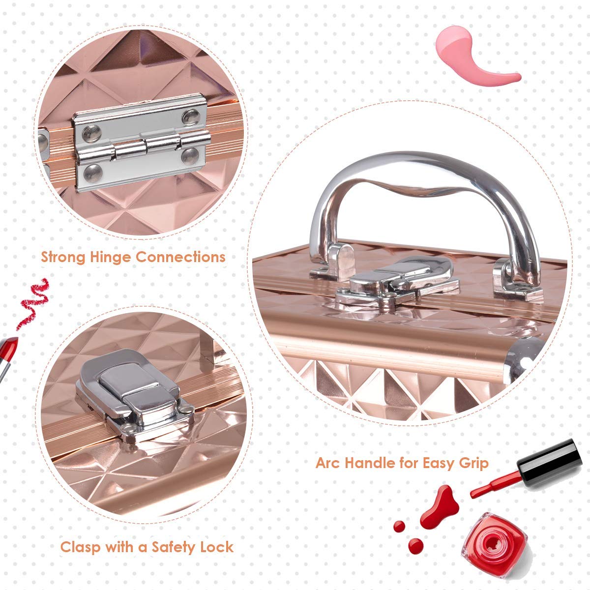 Giantex Portable Mini Makeup Case Beauty Box w/Mirror Professional Organiser Diamond