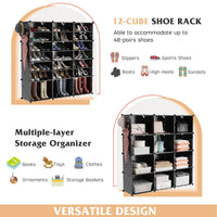 Giantex 12-Cube Shoe Rack Organizer, 48 Pairs Expandable Modular Shoe Storage Cabinet with Door