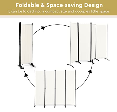Giantex 4-Panel Room Divider, Folding Privacy Screen, Portable Fabric Wall Divider and Separator w/Steel Frame