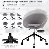 Giantex Modern Swivel Accent Chair, Round Back Desk Chair, Height Adjustable Home Office Chair