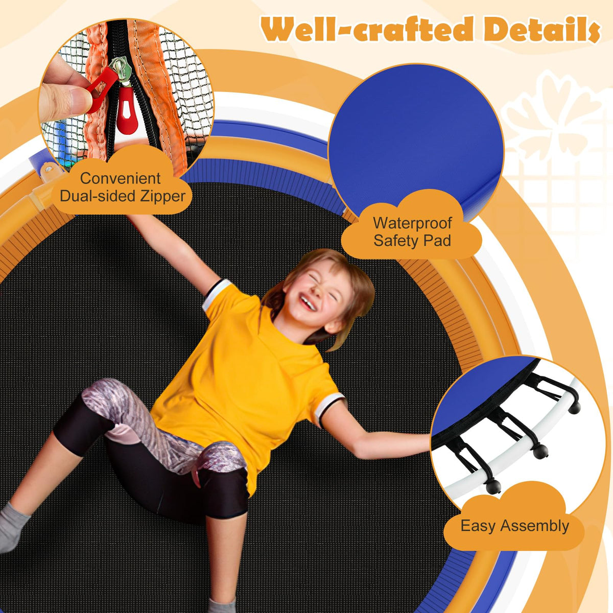 Giantex 48'' Trampoline for Kids, Toddler Trampoline with Safety Enclosure Net