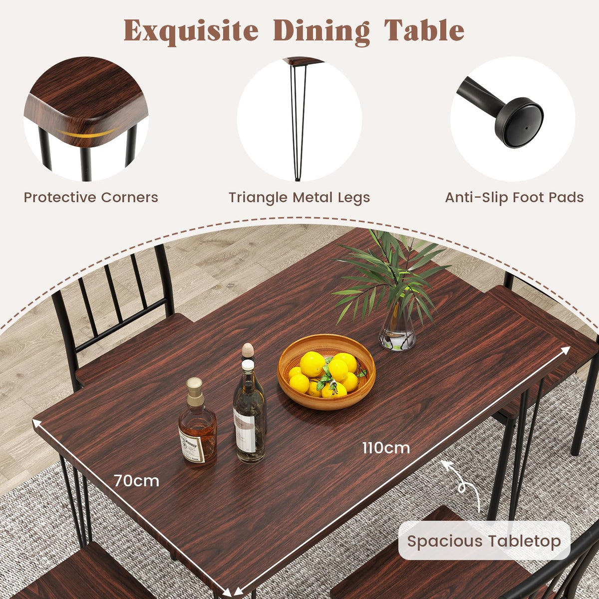 Giantex 5-Piece Dining Table Set for Small Space for Home Restaurant