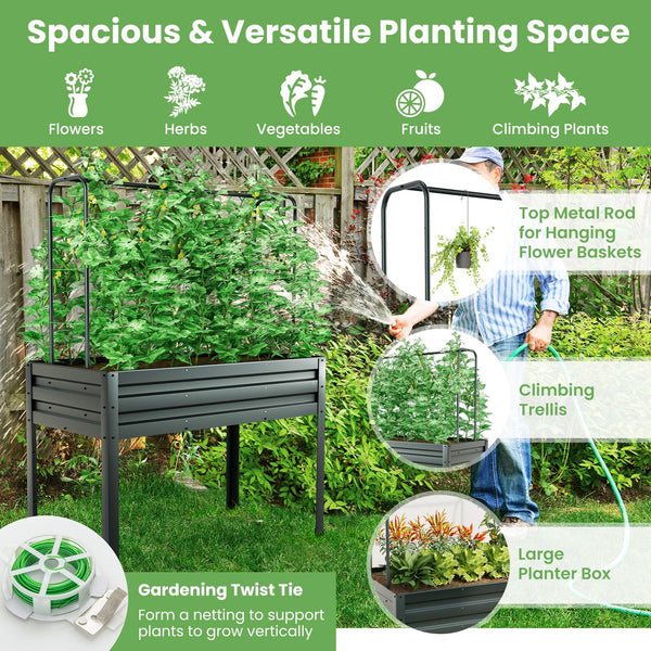 3-in-1 Raised Garden Bed w/Greenhouse Cover & Trellis - GiantexAU