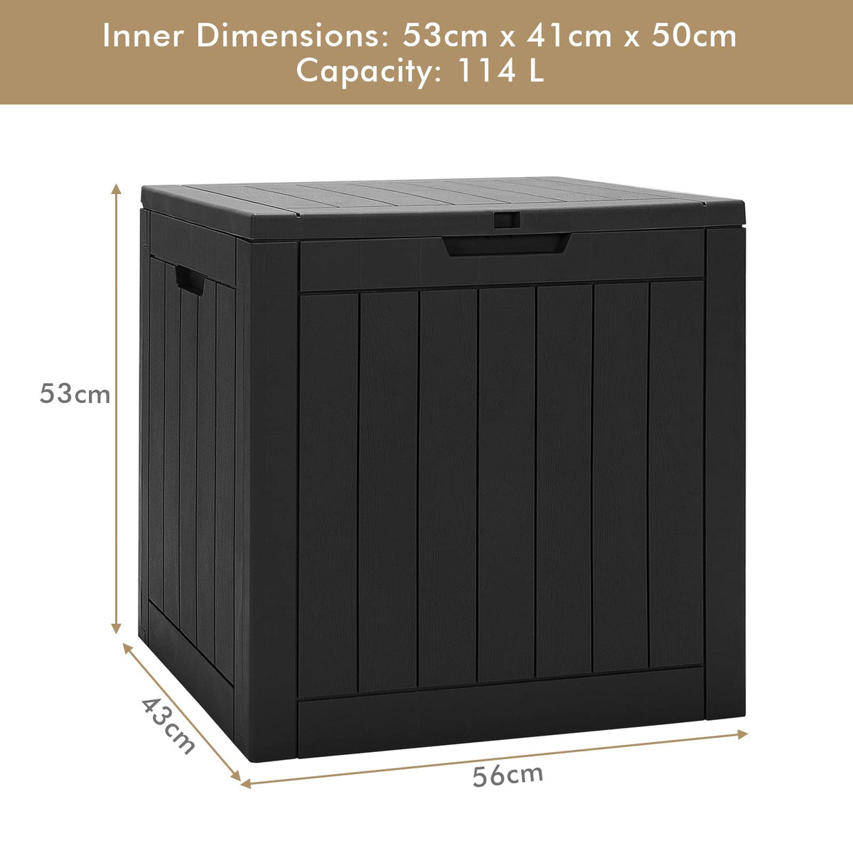 Deck Box, 118L Outdoor Storage Box for Patio Tools, Cushions, Garden Supplies