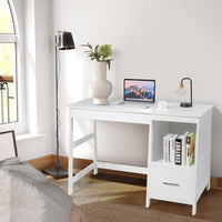 Computer Desk, Wooden Writing Table, Modern Home Office Desk with Footrest