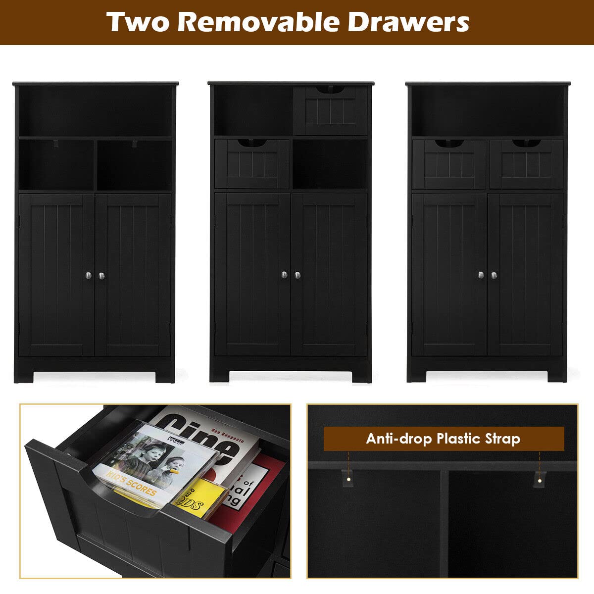 Giantex Bathroom Floor Cabinet, Storage Cabinet, Standing Cupboard for Kitchen