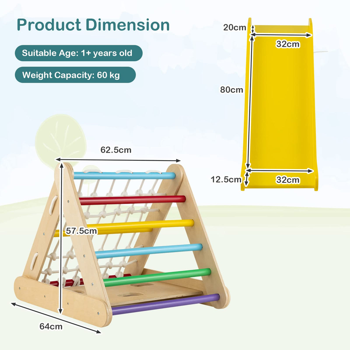 4-in-1 Toddler Climbing Toys with 3-Sided Triangle Climber for Kids