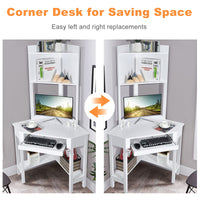 Giantex Corner Desk with Hutch, Compact Home Office Desk, Corner Computer Desk, Study and Writing Table
