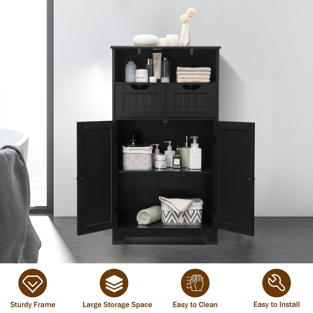 Giantex Bathroom Floor Cabinet, Storage Cabinet, Standing Cupboard for Kitchen