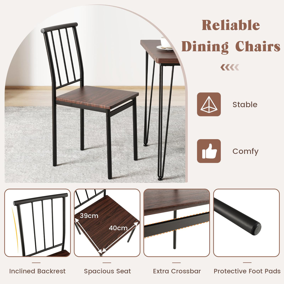 Giantex 5-Piece Dining Table Set for Small Space for Home Restaurant