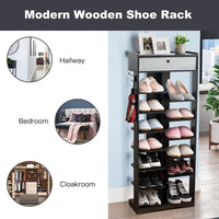 Giantex 13-Tier Wooden Shoe Rack, Narrow Double Rows Shoe Shelf, Space Saving Vertical Shoe Storage Organizer