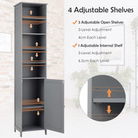 Giantex 182cm Bathroom Storage Cabinet, Wooden Bathroom, Freestanding Narrow Storage Cabinet