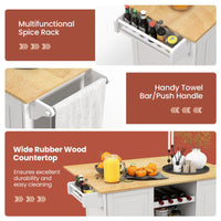 Rolling Kitchen Island Cart, Large Kitchen Island w/Drop-Leaf Countertop & 4 Rotatable Casters