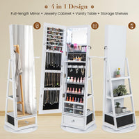 Giantex 360° Swivel Jewelry Cabinet w/Full-Length Mirror