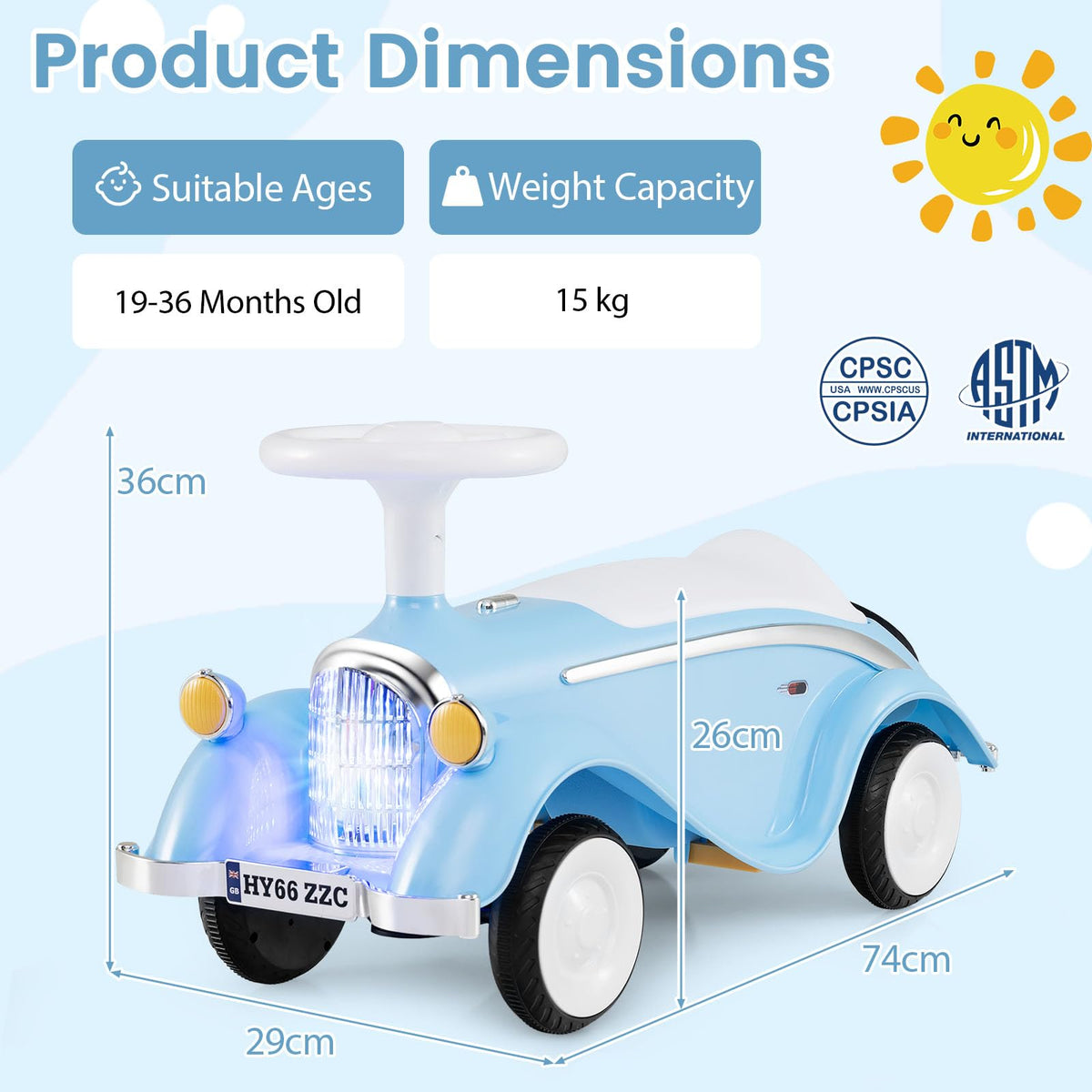 Toddler Ride on Toy, Classic Foot to Floor Kid Sliding Car with Steering Wheel