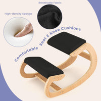 Giantex Ergonomic Kneeling Chair, Wood Rocking Posture Chair with Soft Cushion for Back Neck Shoulder Pain Relief