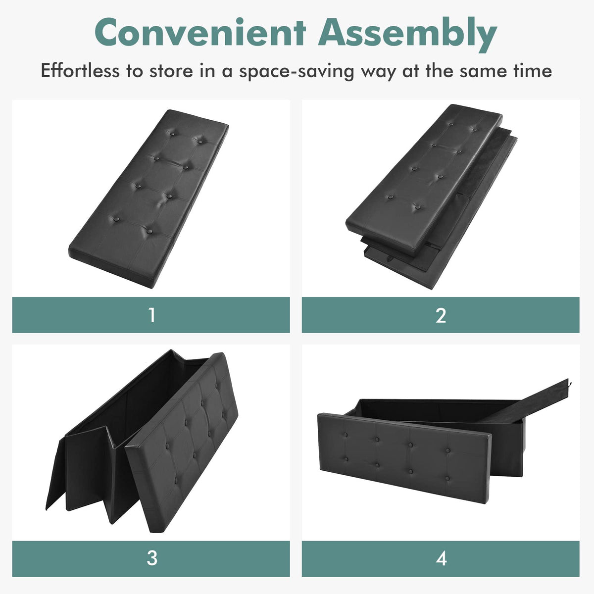 Giantex 114cm Folding Storage Ottoman Bench
