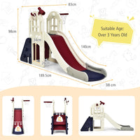 6-In-1 Large Slide with Basketball Hoop for Indoor & Outdoor Playground